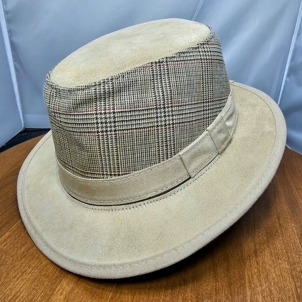 Eco Soho Suede / Fabric Fedora American Hat Makers | Tan | XX-LARGE 7 7/8 RARE